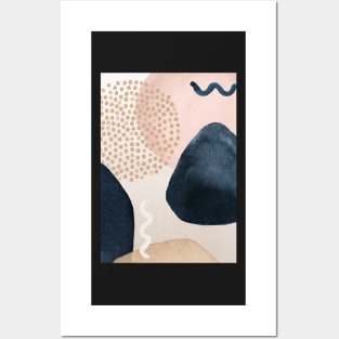 Modern Abstract Blush and Blue Posters and Art
